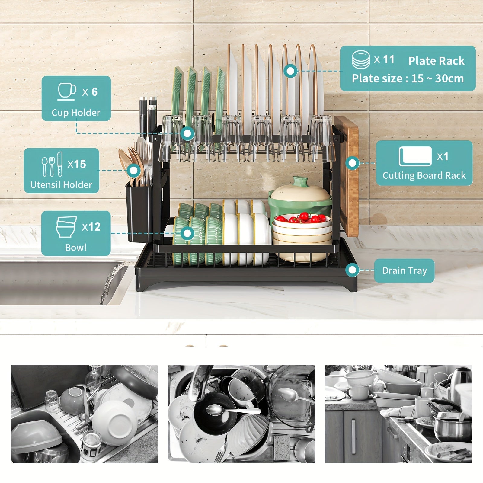 Simplify.™️ Double Layer Dish Rack Maestro